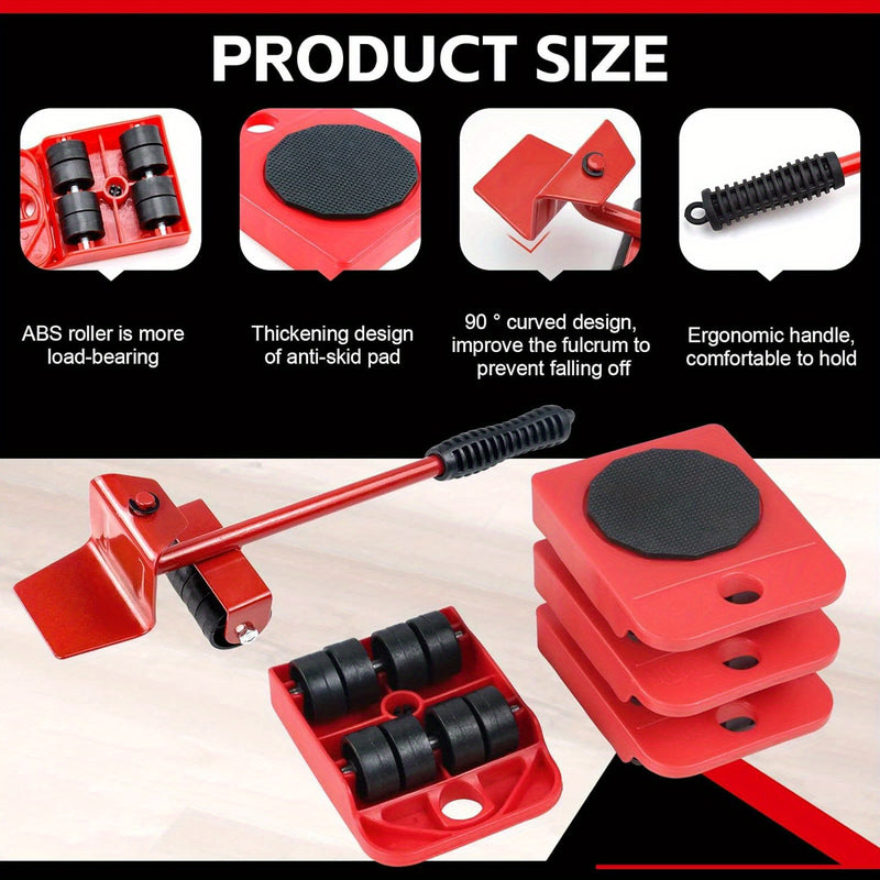 Conjunto De Cinco Peças Para Mover Móveis Pesados, Sistema De Movimentação De Móveis, Ferramenta De Movimentação, Ferramenta De Hardware