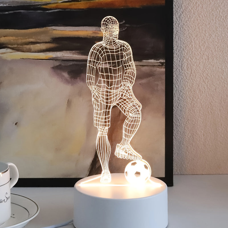 Luminária de mesa em formato de jogador de futebol com placa acrílica 3D