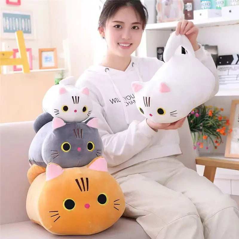 25cm Cute Soft Cat Plush Pillow Sofa Cushion Kawaii Plush Toy Stuffed Cartoon Animal Doll for Kids Baby Girls Lovely Gift