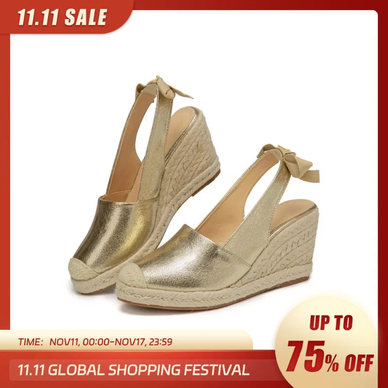 Wedges Sandals For Women Closed Toe Bandage Espadrille Stylish Shoes TDL-J26GD